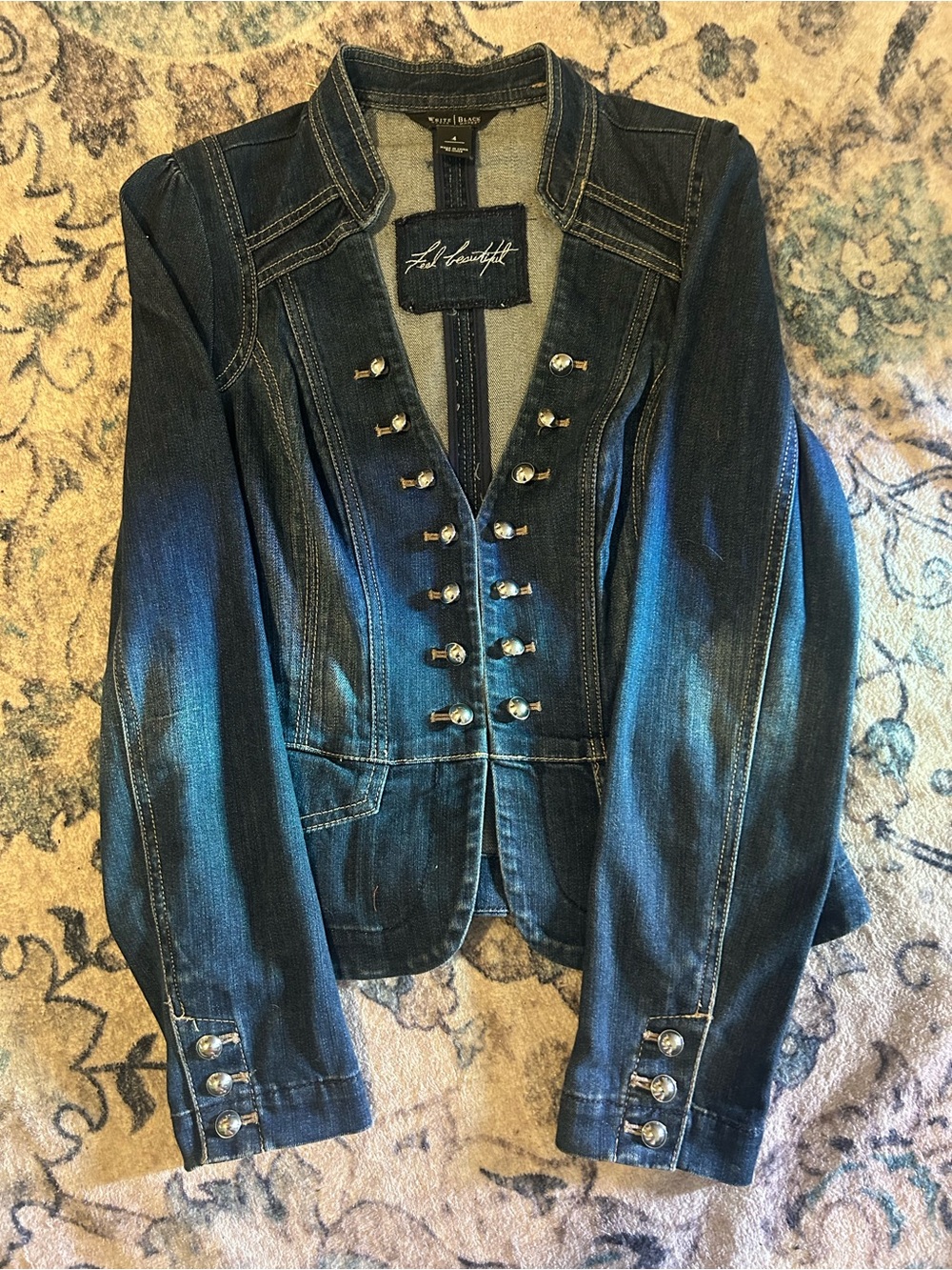 🧥 White House Black Market Structured Denim Military Jacket 🧥